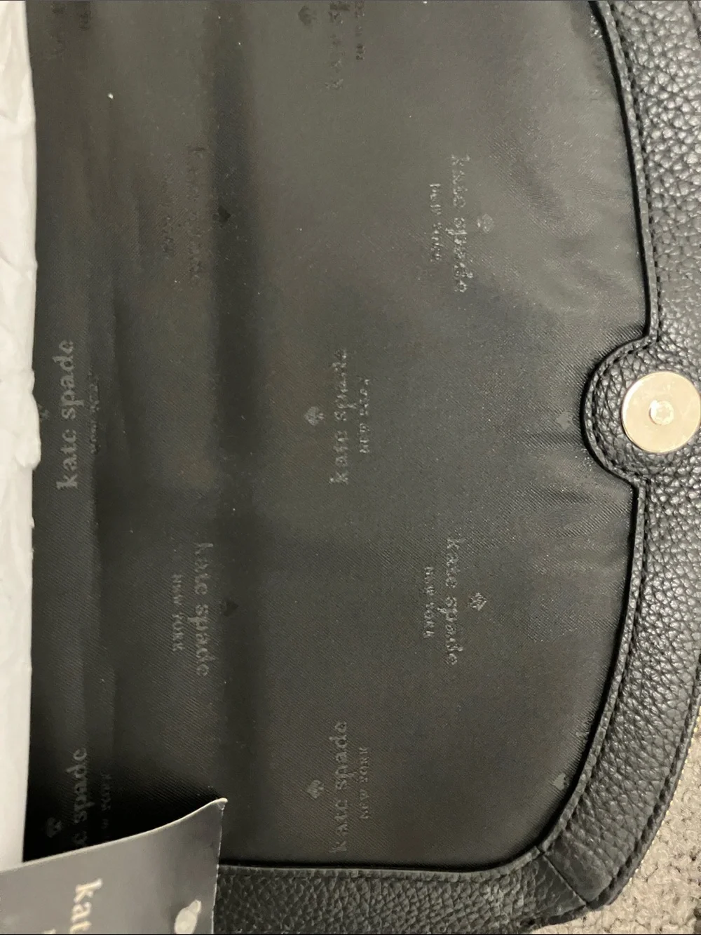 kate spade Black Pebbled Leather Flap Crossbody with Gold Hardware